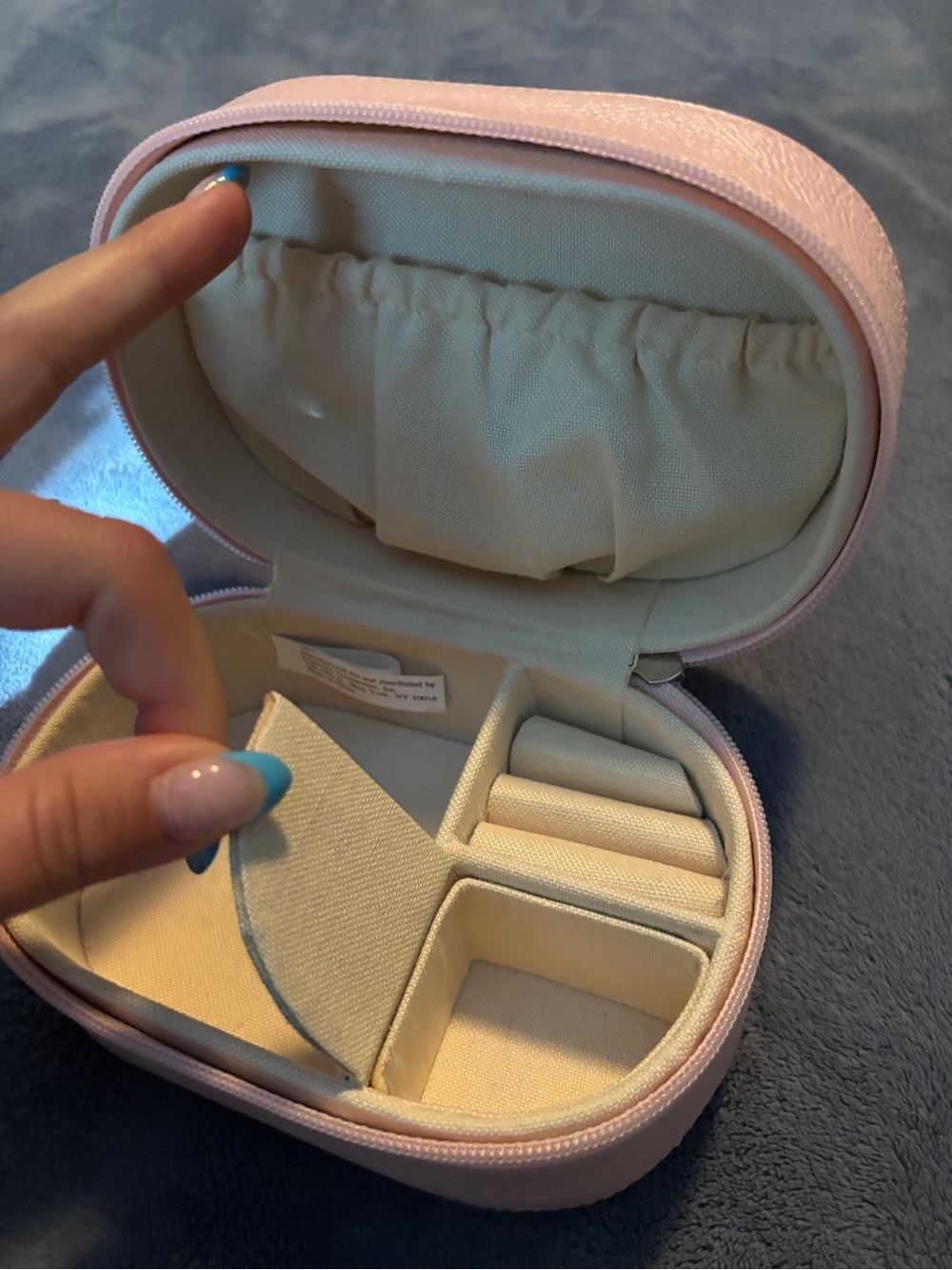 Compact Pink Travel Jewelry Case - Soft Lined Organizer